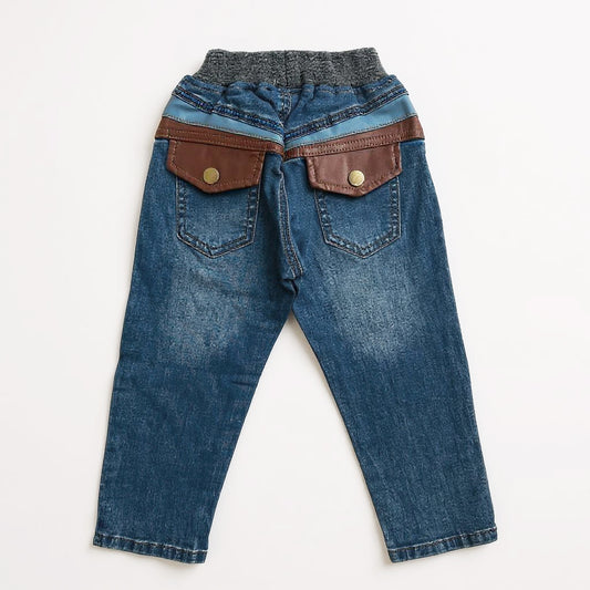 Leather Pocket Denim Jeans