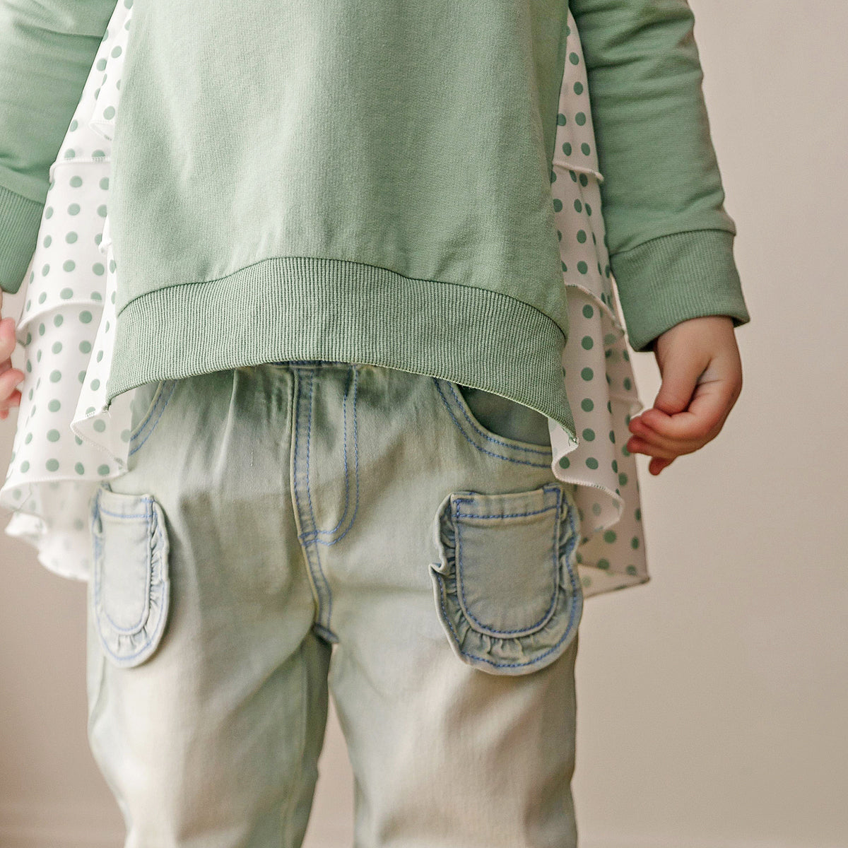 Ruffle Pocket Denim Jeans